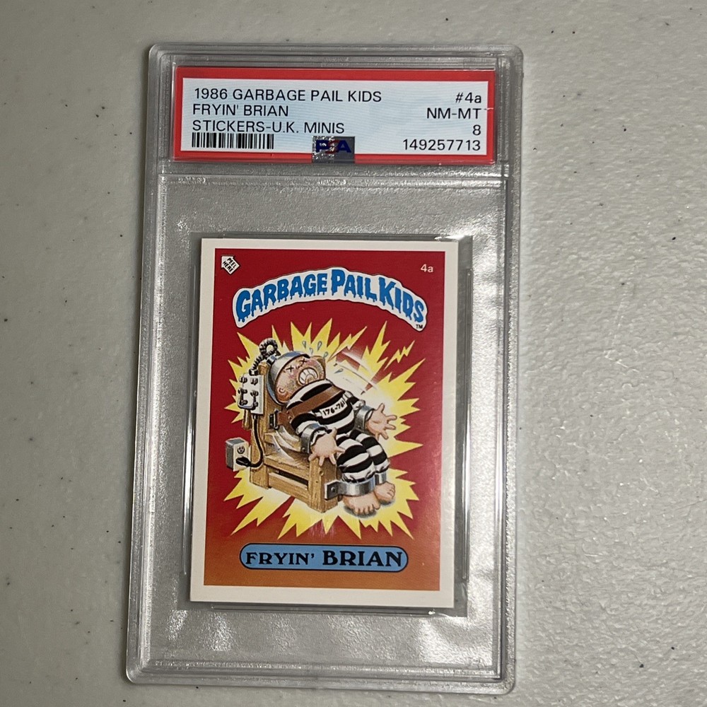 1986 Garbage Pail Kids Stickers   Fryin Brian   UK Minis #4a PSA 8
