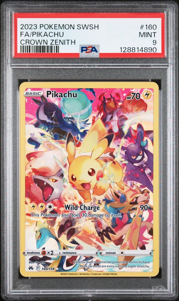 2023 POKEMON SWORD & SHIELD CROWN ZENITH #160 FULL ART/PIKACHU PSA 9