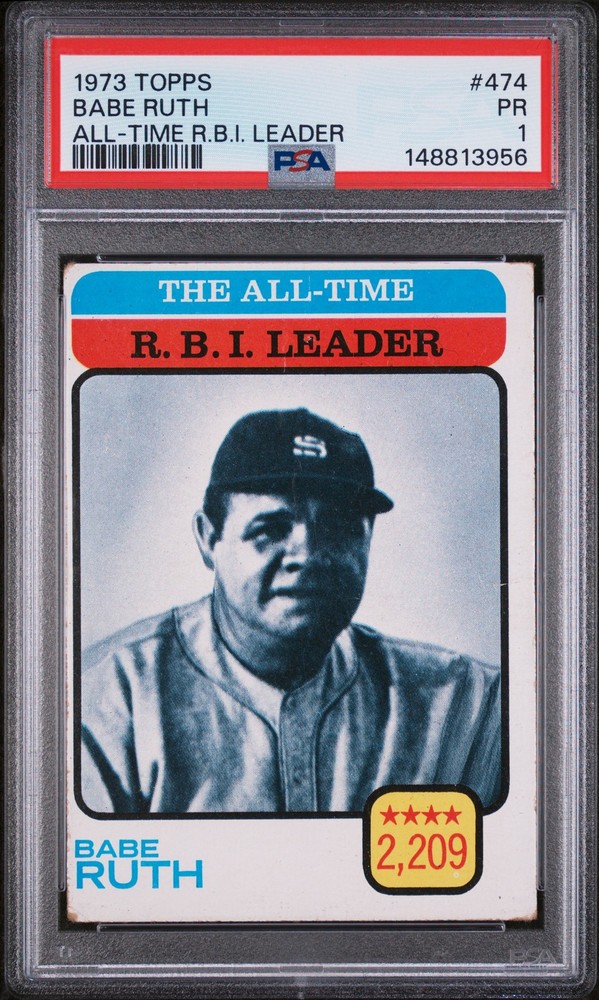 1973 TOPPS ALL-TIME R.B.I. LEADER #474 BABE RUTH PSA 1