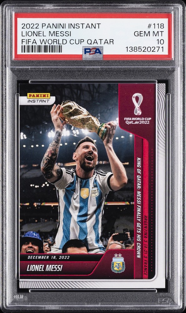 2022 PANINI INSTANT FIFA WORLD CUP QATAR #118 LIONEL MESSI PSA 10