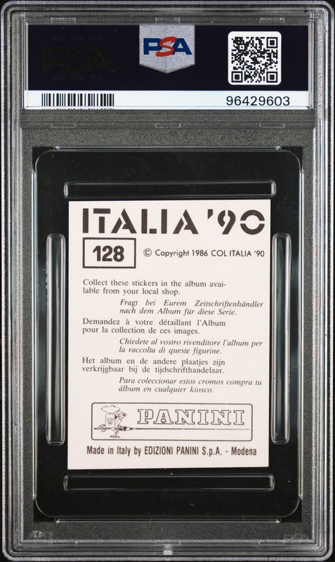1990 PANINI FIFA WORLD CUP ITALIA #128 DIEGO ARMANDO MARADONA PSA 8 view 2