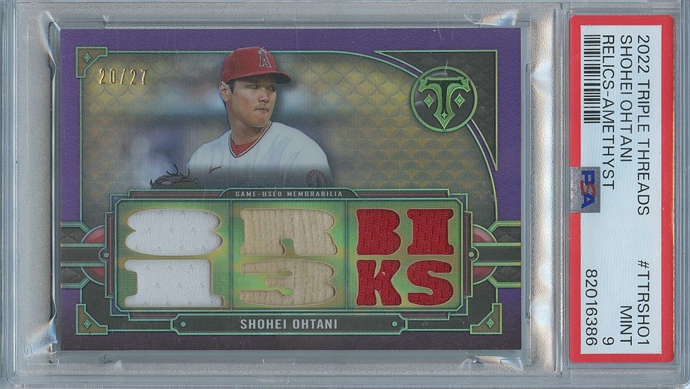 Shohei Ohtani 2022 Triple Threads Game Worn Patch Los Angeles Angels 20/27 PSA 9