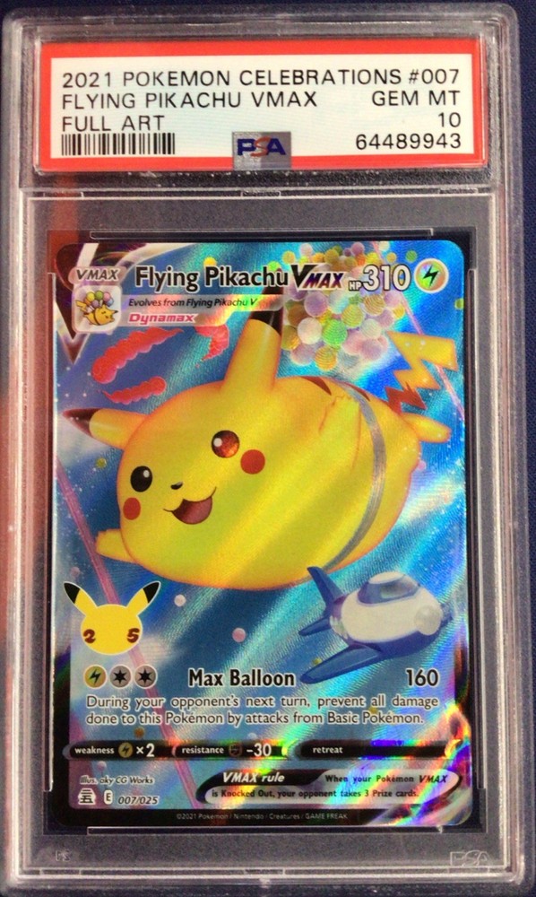 Pokemon 2021 Celebrations Flying Pikachu VMAX 007/025 Full Art Rare PSA 10