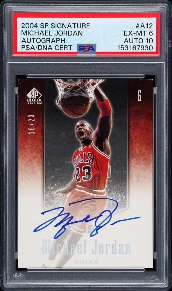 2004 SP Signature Edition Parallel Michael Jordan AUTO /23 #A12 PSA 6/10