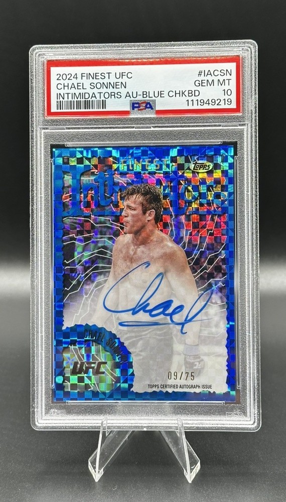 2024 Topps UFC Intimidators Autographs Chael Sonnen Blue Checkerboard /75 PSA 10