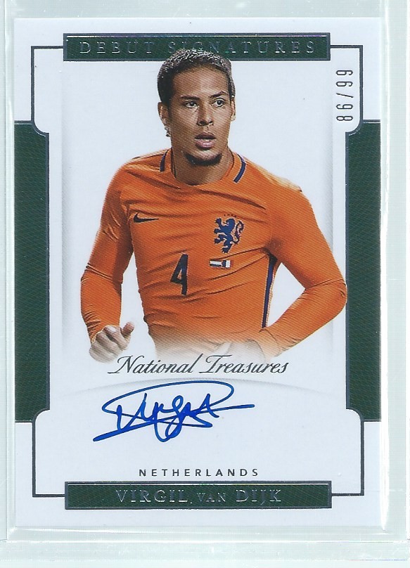 VIRGIL VAN DIJK 2018 NATIONAL TREASURES DEBUT SIGNATURES ON CARD AUTO #D 86/99