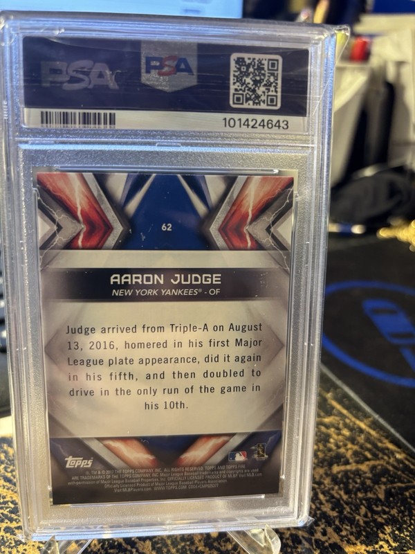 2017 Topps Fire AARON JUDGE Rookie #62 PSA 6 Ex-Mint New York Yankees view 2