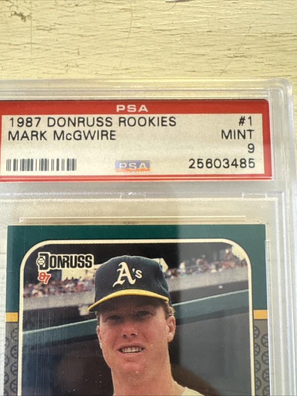 Donruss 1987 The Rookies Mark McGwire Rookie #1 Athletics PSA 9 Card view 2