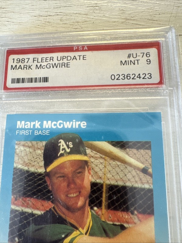 1987 Fleer Glossy #U-76 Mark McGwire PSA 9 view 2