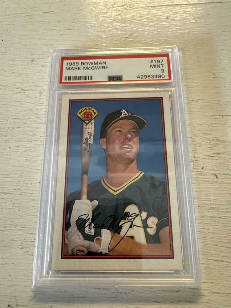 1989 Bowman Tiffany #197 Mark McGwire PSA 9 Oakland A's Cardinals