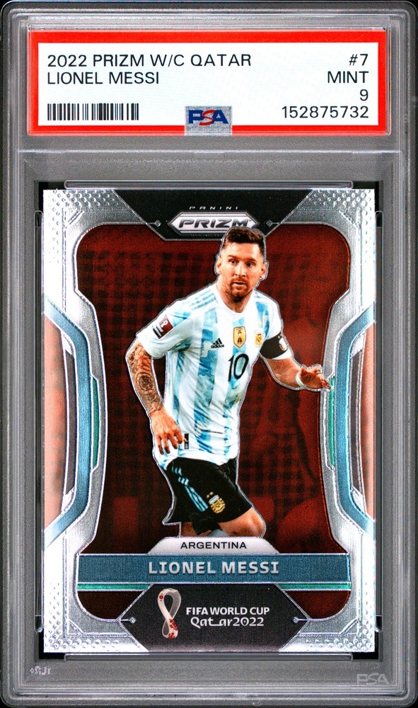 2022 PANINI PRIZM WORLD CUP QATAR #7 LIONEL MESSI PSA 9