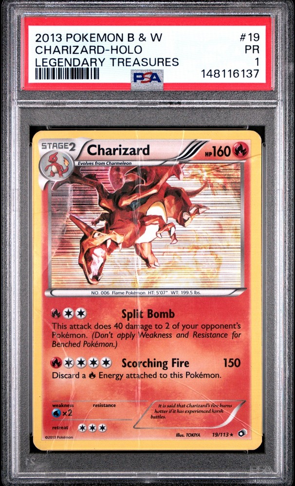 2013 POKEMON BLACK & WHITE LEGENDARY TREASURES #19 CHARIZARD-HOLO PSA 1
