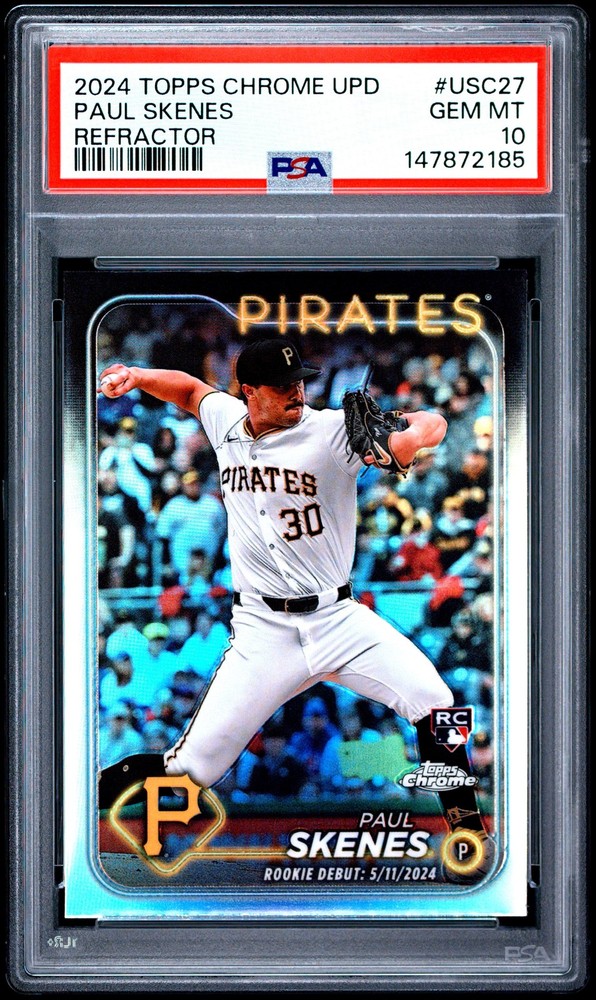 2024 TOPPS CHROME UPDATE REFRACTOR #USC27 PAUL SKENES PSA 10
