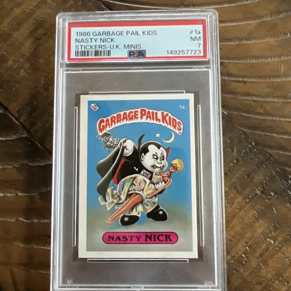 1986 TOPPS UK MINIS GARBAGE PAIL KIDS SERIES 1  NASTY NICK PSA 7 # 1A