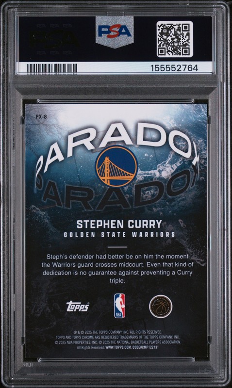 2025 TOPPS CHROME PARADOX #PX-8 STEPHEN CURRY PSA 10 view 2