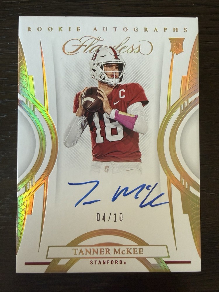2023 Tanner McKee Flawless Auto Gold On Card SP /10 Auto Rookie Eagles