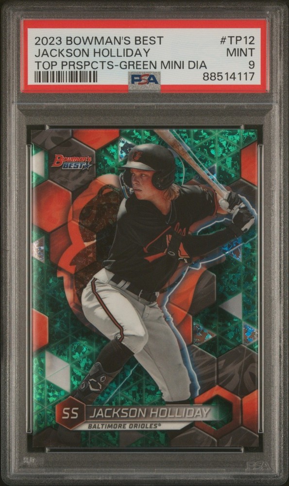 2023 Bowman's Best 🔥JACKSON HOLLIDAY🔥 RC Rookie Green Mini 💎 #/99 PSA 9 🌟