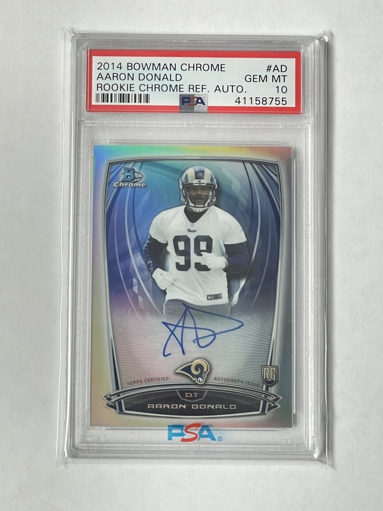 2014 Bowman Chrome RC Refractor Auto Aaron Donald PSA 10 Gem Mint Rams Rookie  
