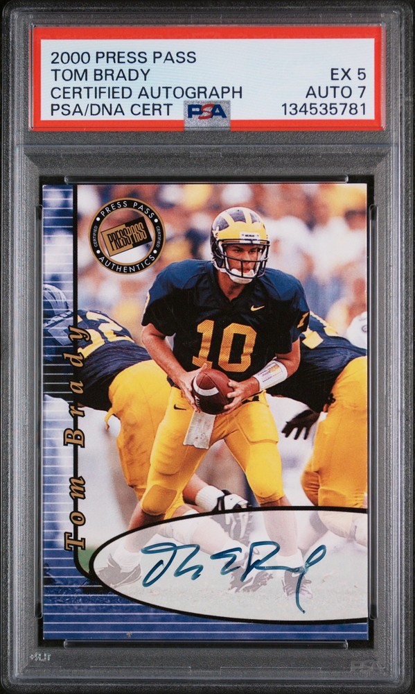 2000 PRESS PASS AUTO TOM BRADY PSA 5 AUTO 7