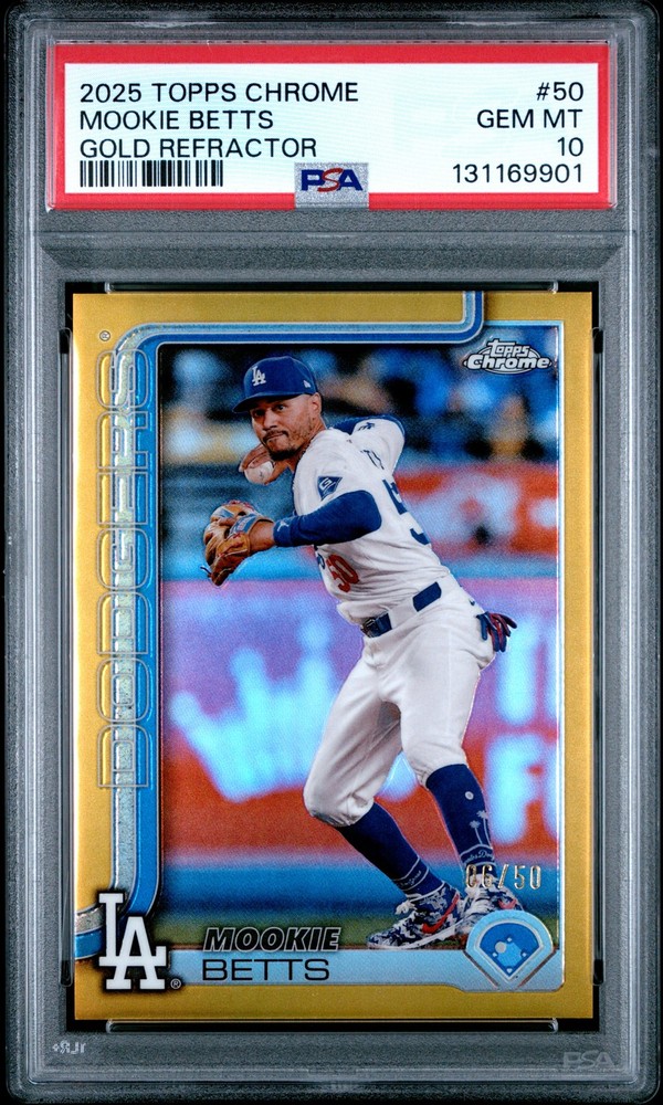 2025 TOPPS CHROME GOLD REFRACTOR #50 MOOKIE BETTS 6/50 PSA 10