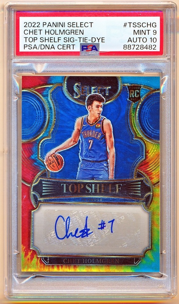2022-23 Select Chet Holmgren Top Shelf Signatures Tie-Dye Rc #TSS-CHG /25 PSA 9