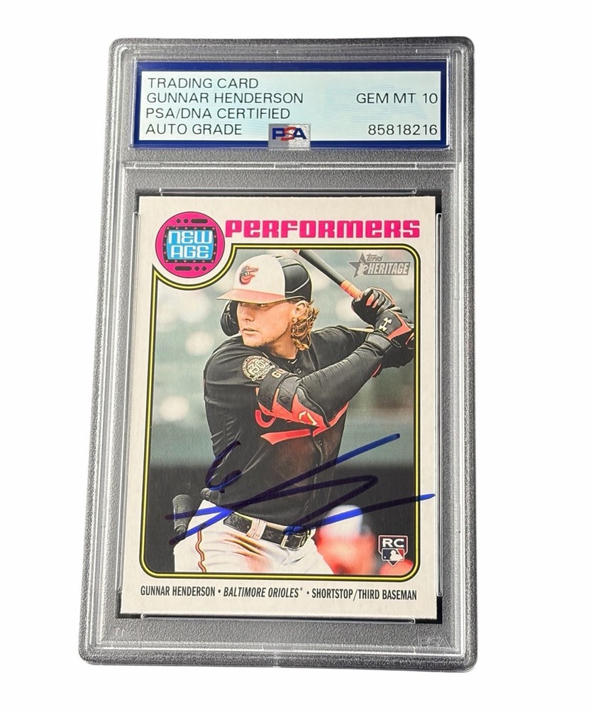 Gunnar Henderson Signed Card Baltimore Orioles 23 Heritage Auto PSA 10
