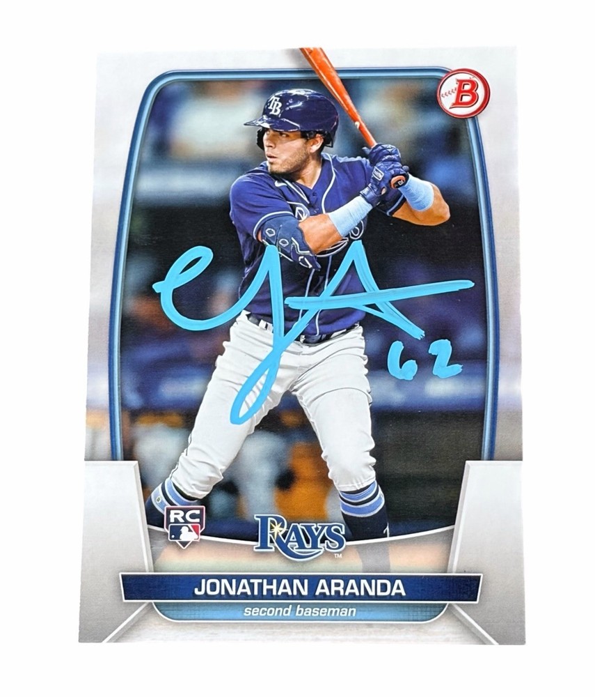 Jonathan Aranda Signed Card Tampa Bay Rays Autographed Auto Rookie PSA