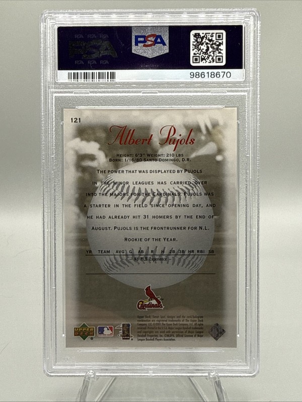 2001 Upper Deck Sweet Spot ALBERT PUJOLS Rookie RC Sweet Beginnings /1500 PSA 9 view 2