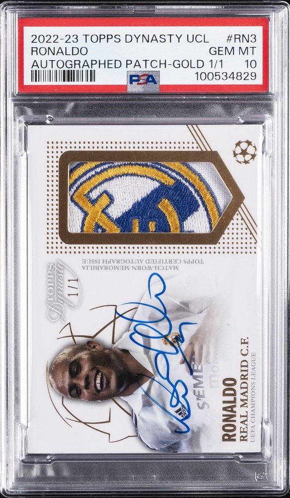TOPPS DYNASTY CHAMPIONS LEAGUE DYNASTY AUTOGRAPHED PATCH #RN3 RONALDO 1/1 PSA 10