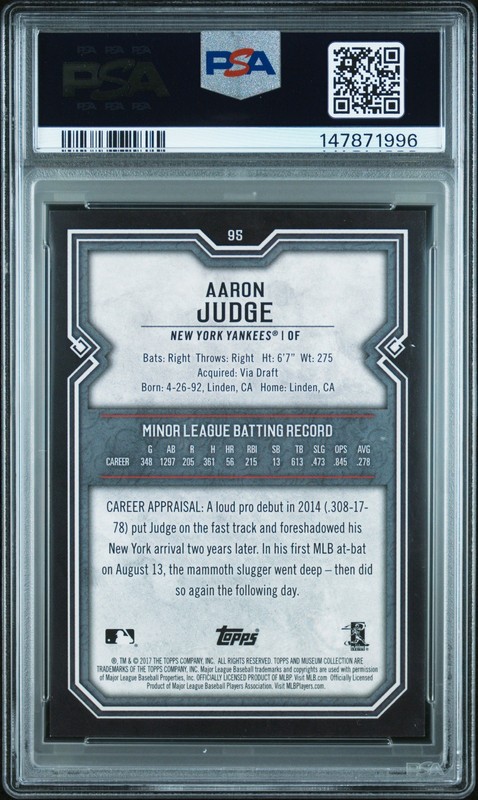 2017 MUSEUM COLLECTION #95 AARON JUDGE PSA 9 view 2