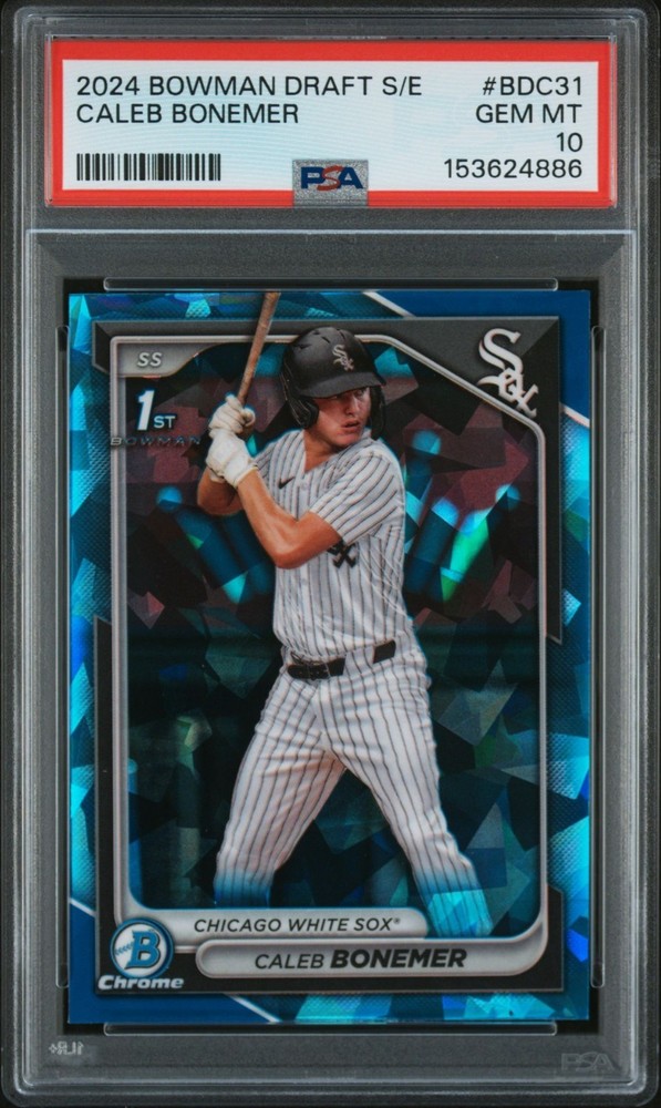 2024 Bowman Draft Chrome 1st Sapphire Caleb Bonemer RC PSA 10 White Sox