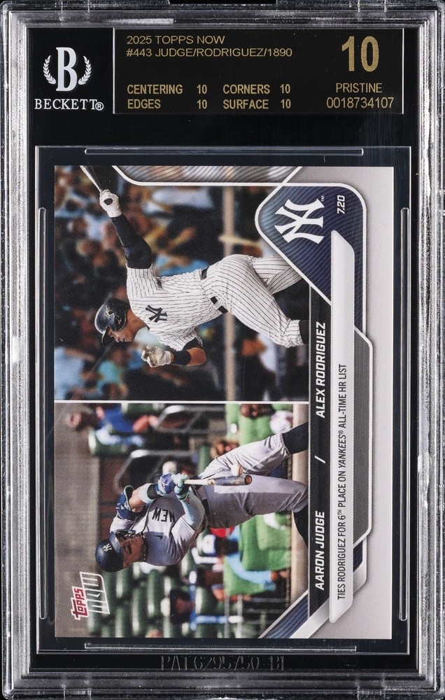 2025 TOPPS NOW #443 JUDGE/RODRIGUEZ BGS 10 BLACK LABEL