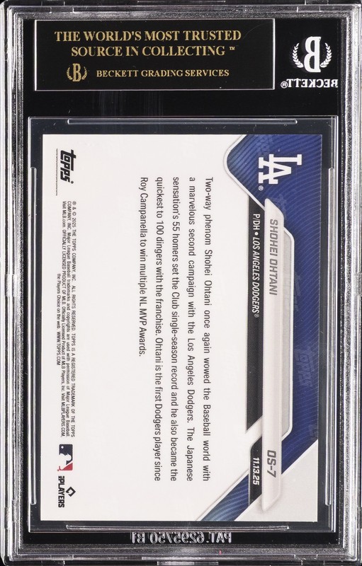 2025 TOPPS NOW OFFSEASON #OS7 SHOHEI OHTANI BGS 10 BLACK LABEL view 2