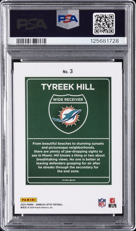 2024 PANINI DONRUSS OPTIC DOWNTOWN! #3 TYREEK HILL PSA 10 view 2
