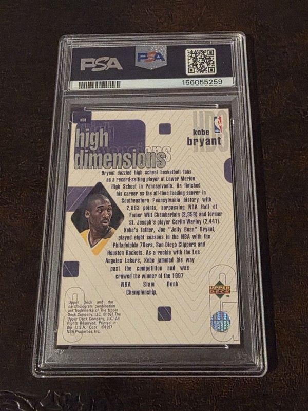 1997-98 Upper Deck - High Dimensions Kobe Bryant #HD8 /2000 PSA 7 view 2