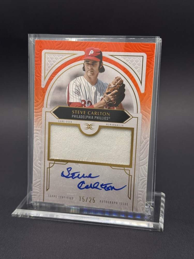 2025 Topps Definitive Collection Steve Carlton Auto- Game Used Patch #/25