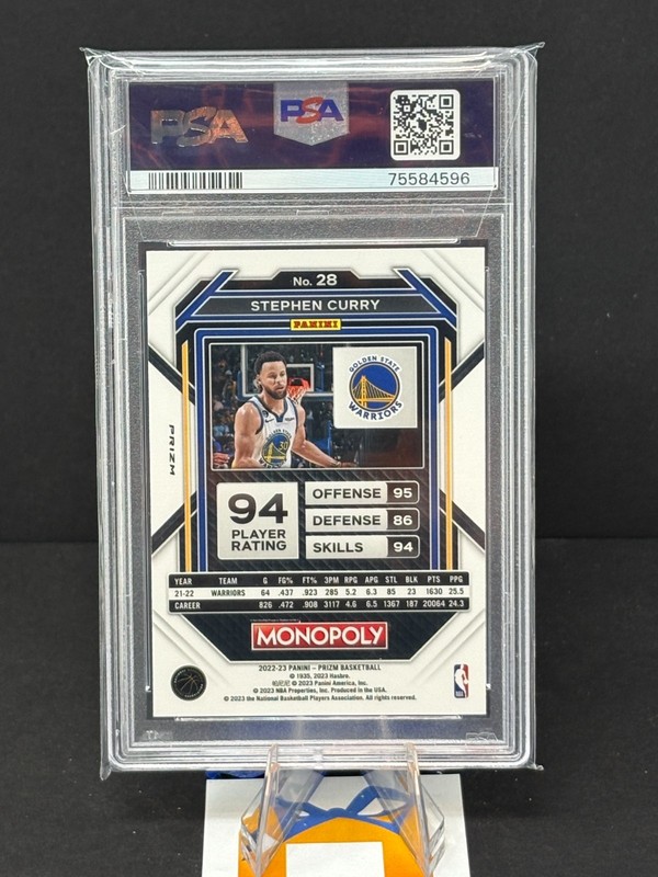 🔥 2022 Panini Prizm Monopoly #28 Stephen Curry Monopoly Black PSA 10 Gem MT view 2