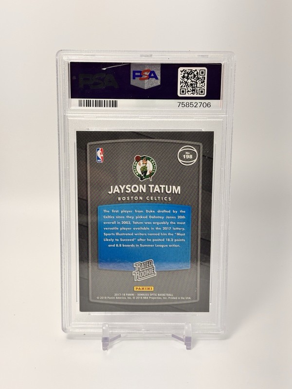 2017-18 Panini Donruss Optic - Jayson Tatum #198 Red & Yellow (RC) PSA 10 view 2