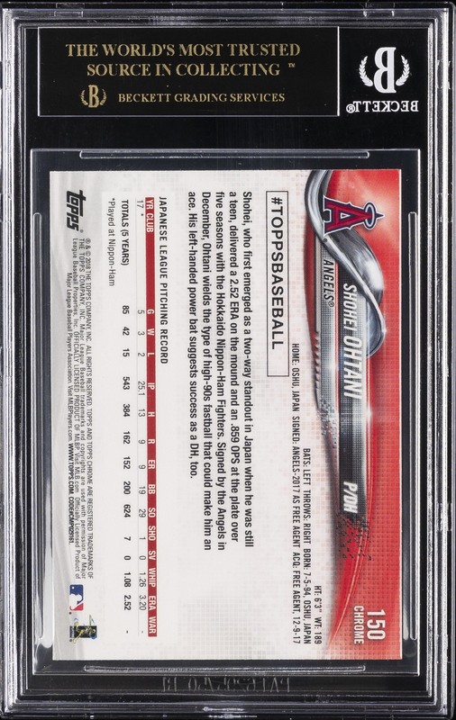 2018 TOPPS CHROME #150 SHOHEI OHTANI BGS 10 BLACK LABEL view 2