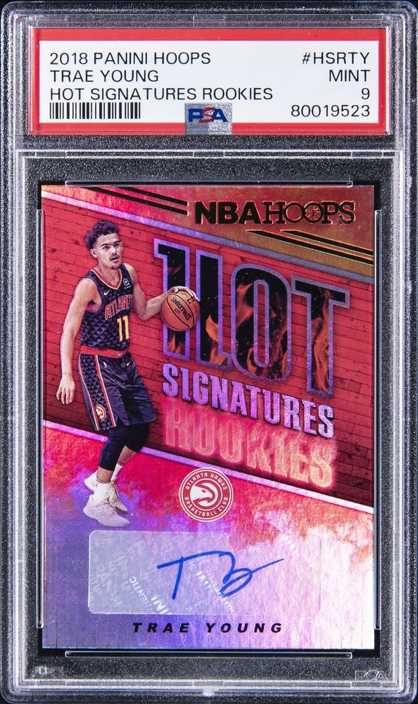 2018 PANINI HOOPS HOT SIGNATURES ROOKIES #HSRTY TRAE YOUNG PSA 9 AUTO
