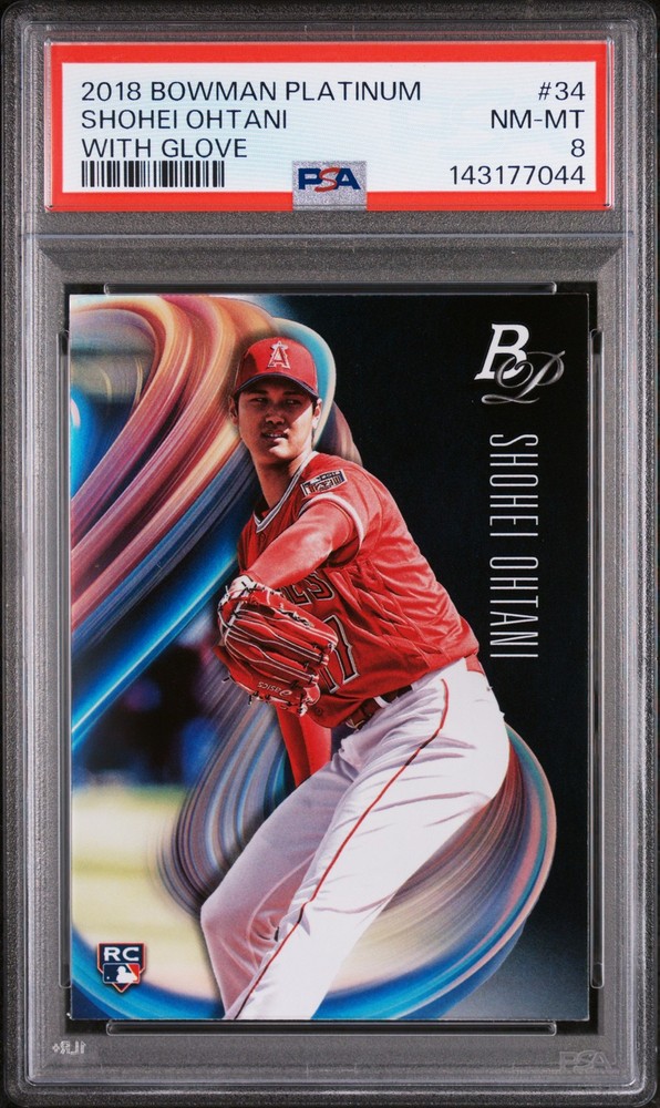 2018 BOWMAN PLATINUM WITH GLOVE #34 SHOHEI OHTANI ROOKIE RC PSA 8