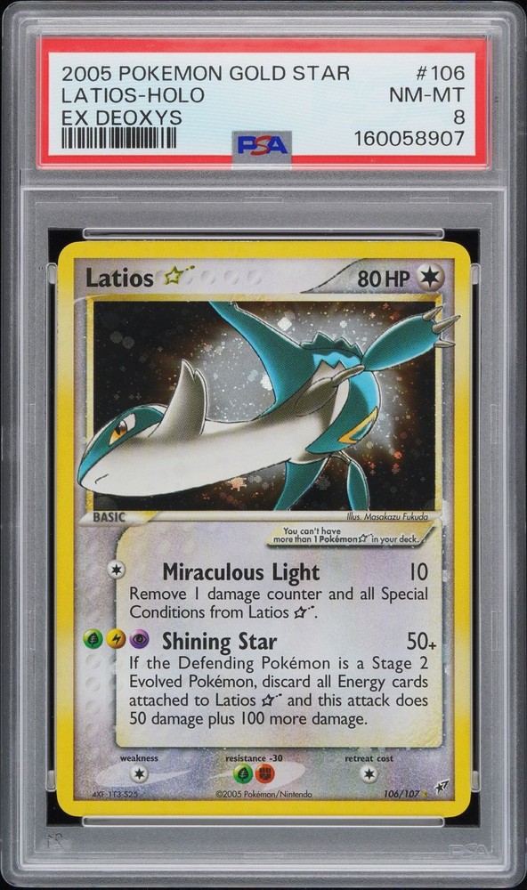 2005 POKEMON EX DEOXYS GOLD STAR #106 LATIOS-HOLO PSA 8