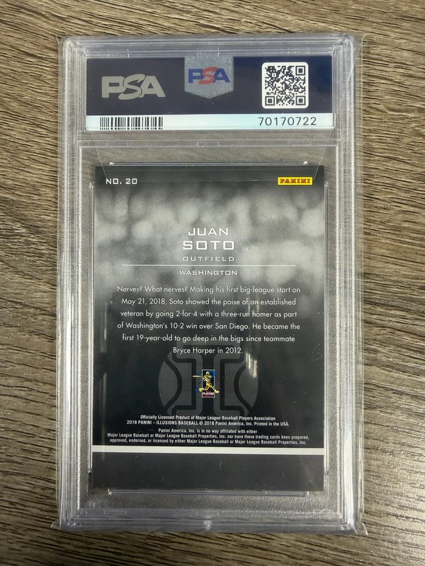 2018 Panini Chronicles Illusions Juan Soto #20 PSA 10 view 2