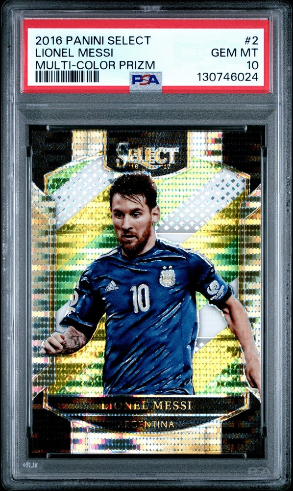 2016 PANINI SELECT MULTI-COLOR PRIZM #2 LIONEL MESSI PSA 10