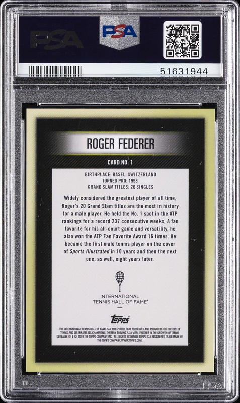 2019 TOPPS TENNIS HALL OF FAME #1 ROGER FEDERER PSA 9 view 2