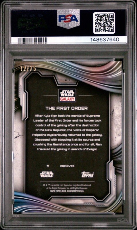 The First Order 2025 Topps Chrome Star Wars Galaxy Prism Refractor 12/75 PSA 9 view 2