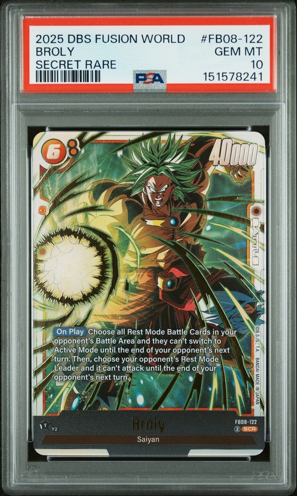 2025 DRAGON BALL SUPER CARD GAME FUSION WORLD SAIYAN'S PRIDE BROLY PSA 10