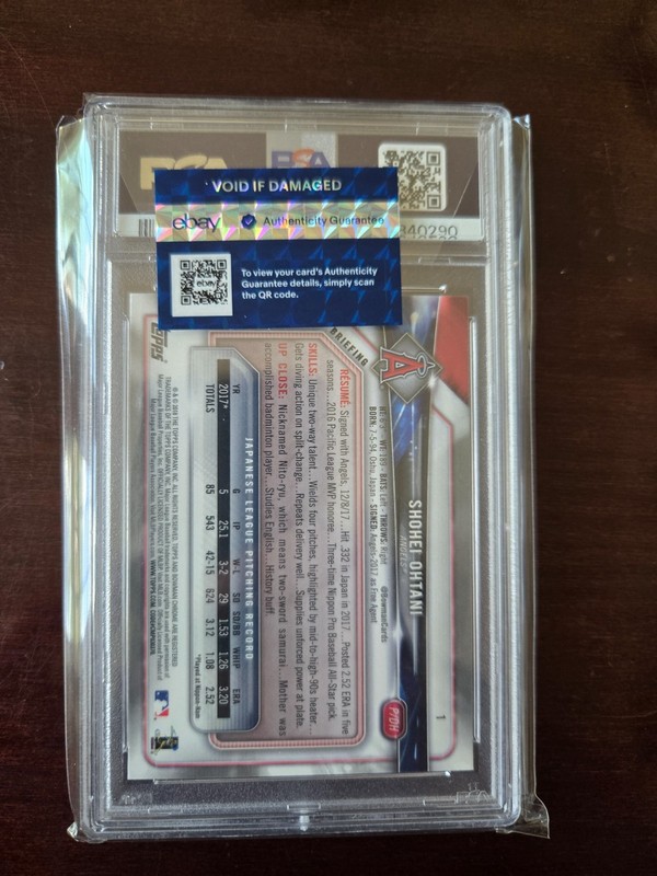 2018 Bowman Chrome #1 Shohei Ohtani Rookie PSA 9 view 2
