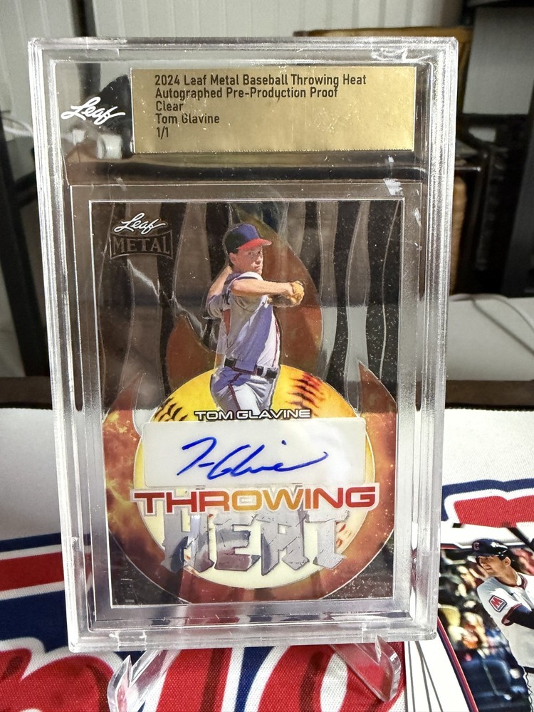 2024 Leaf Metal TOM GLAVINE THROWING HEAT TRUE 1/1 Pre-Production AUTO Braves