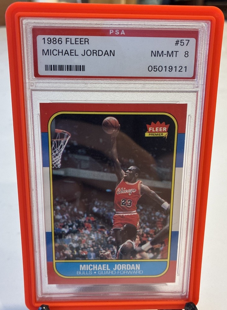 1986 FLEER #57 MICHAEL JORDAN ROOKIE RC PSA 8